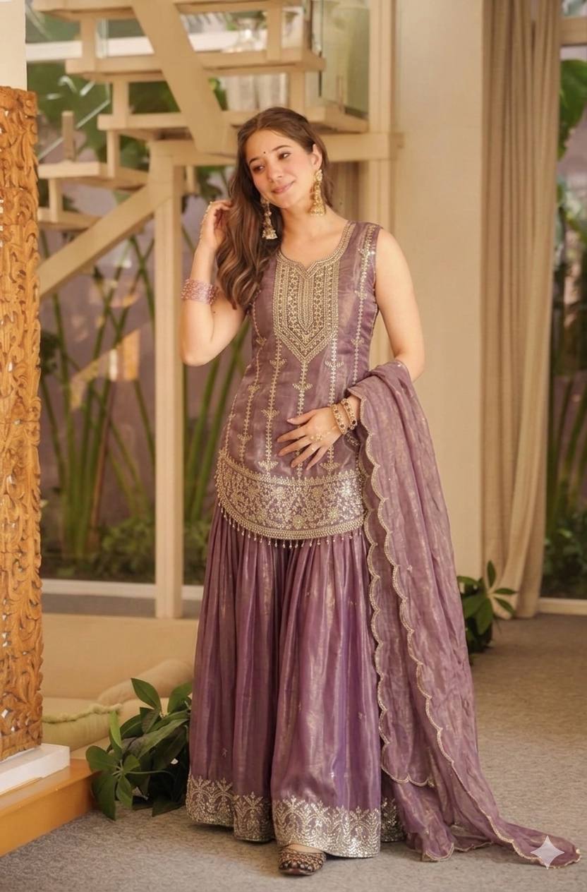 Dark Metallic Purple Kurta Set